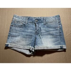 Express Jeans Women’s Size 8 Denim Shorts Sequin Embroidered Diamond Light Wash